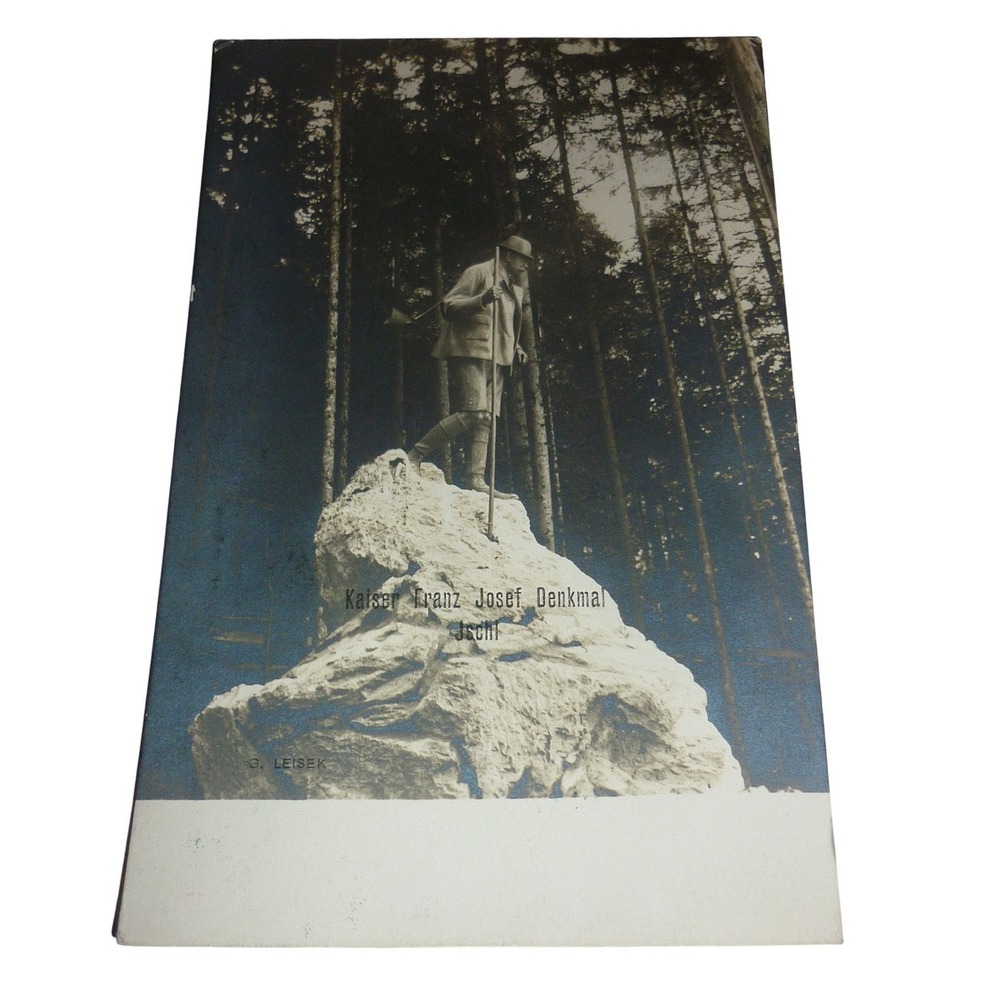 1910 Bad‎ Ischl Austria RPPC Postcard Kaiser Franz Josef Monument w/ Translation
